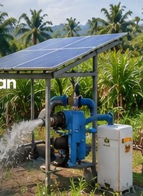 Pompa air tenaga surya di kebun